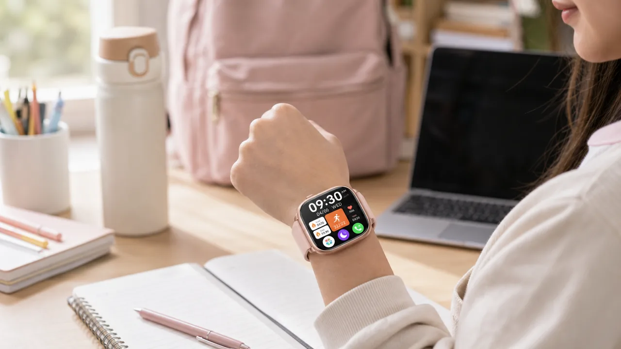 MingDaln curved-screen smartwatch worn during a daily routine