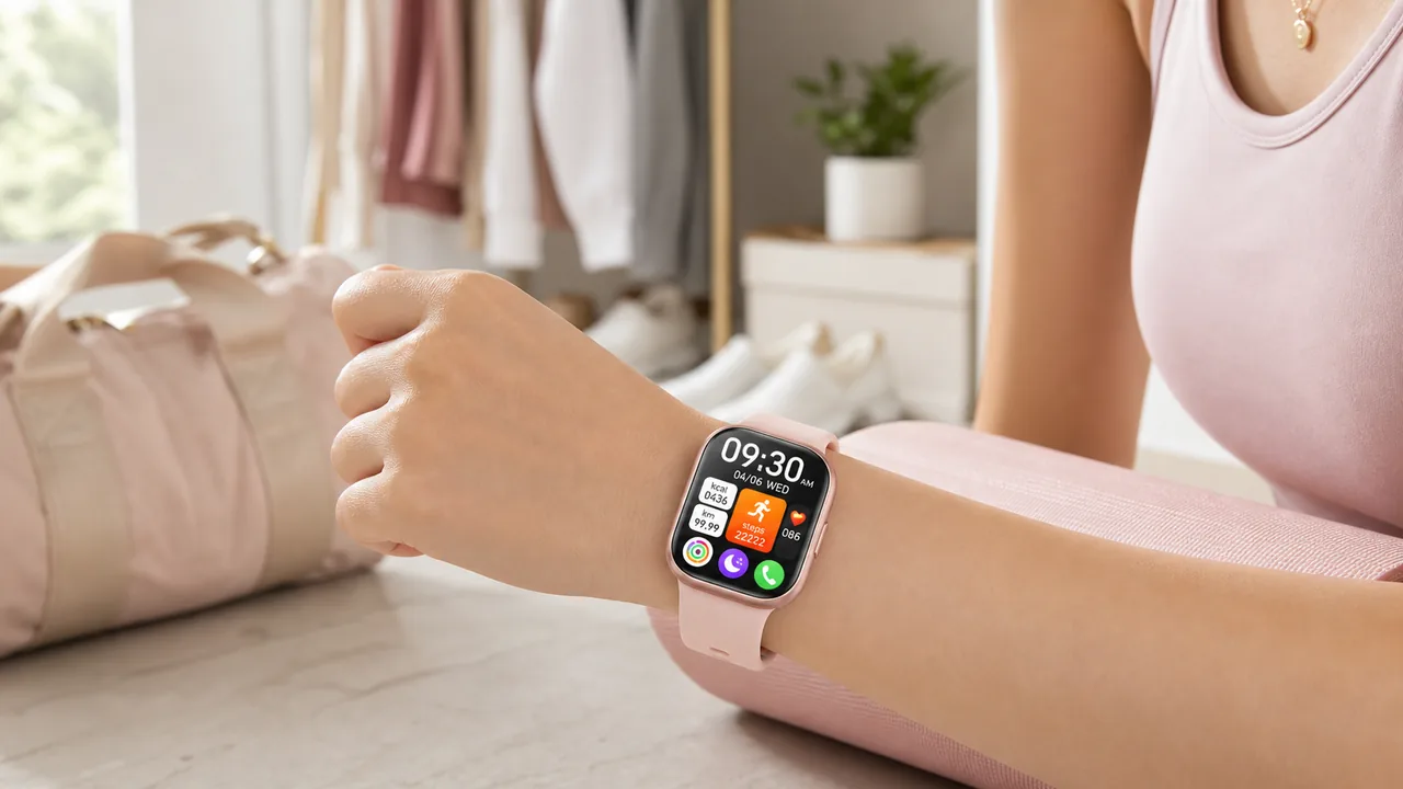 MingDaln 1.85 women smartwatch used as a style and fitness companion