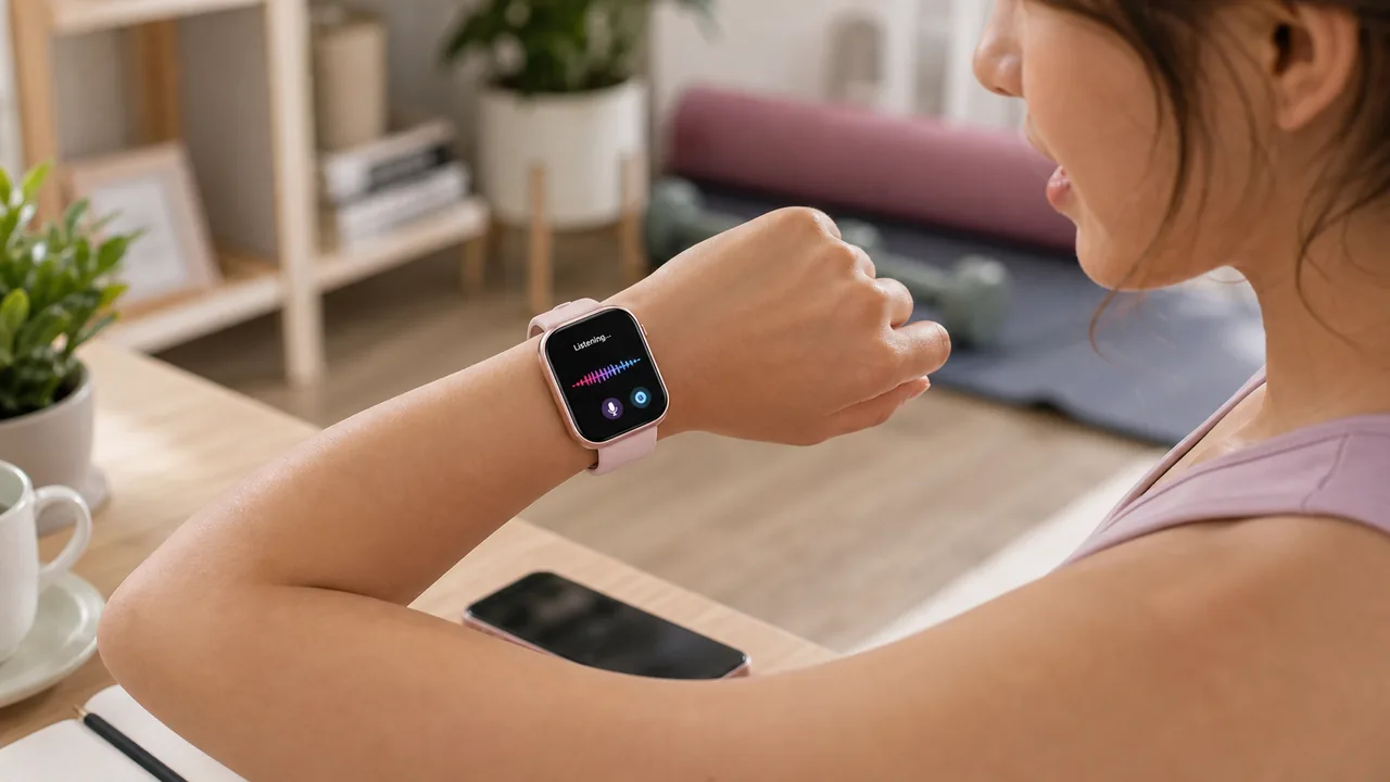 MingDaln 1.9 inch AI smartwatch used with voice assistant in daily life
