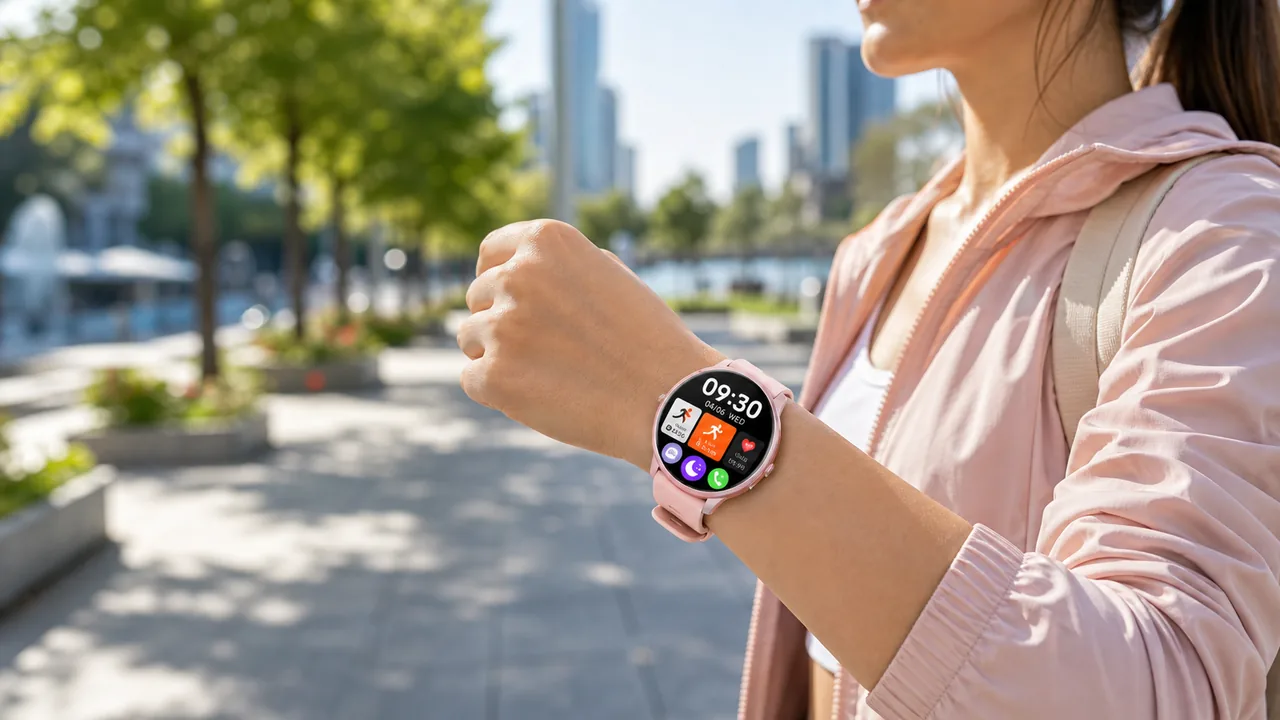 MingDaln Women Smart Watch 45mm worn during an everyday wellness routine